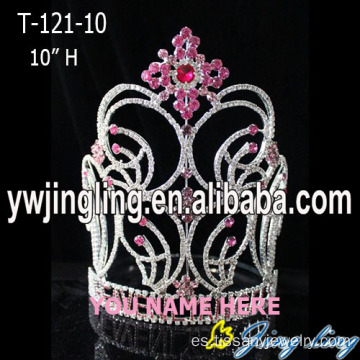 Venta por mayor del Rhinestone grande copo de nieve rosa corona del desfile